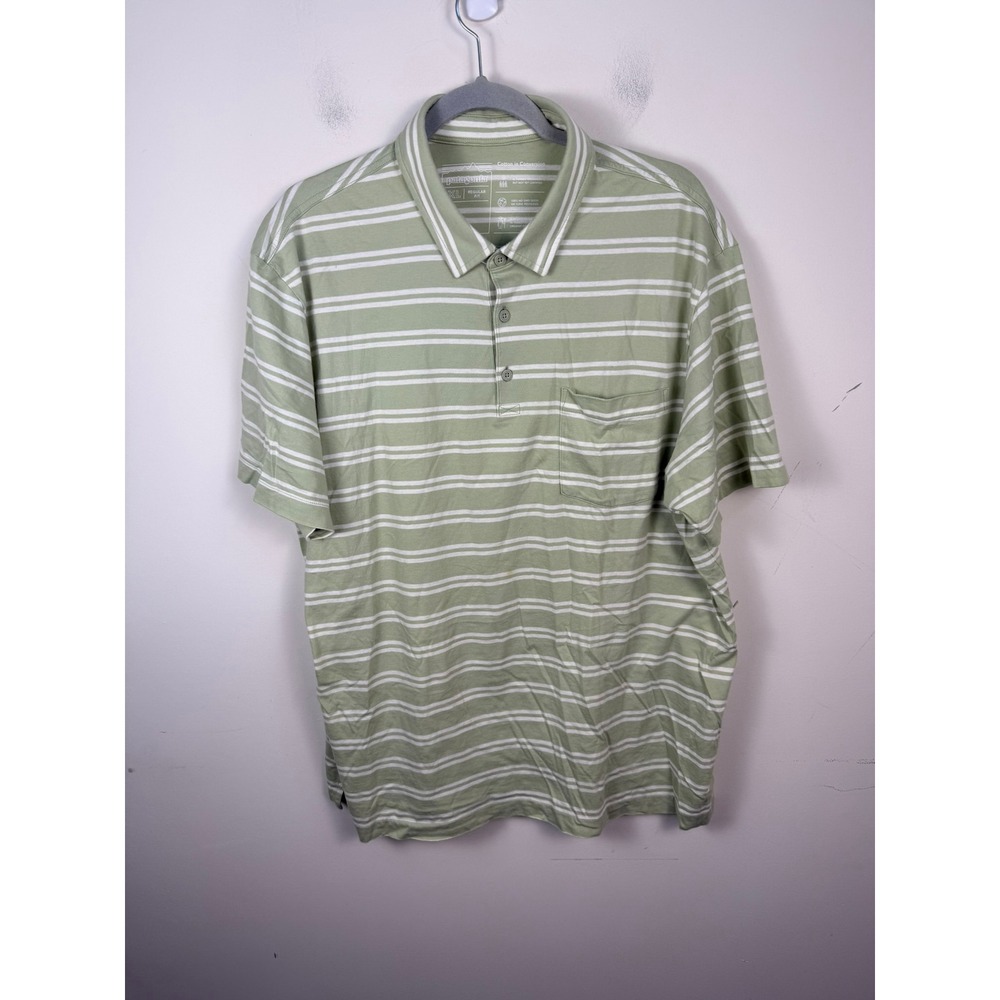 Patagonia Mens XL Regular Fit Striped Polo Shirt Green White 53251 SP23